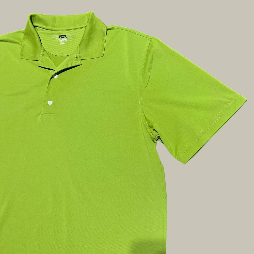Greg Norman Play Dry Mens XL Polo Shirt Lime Green Short Sleeve Golf Shark Logo